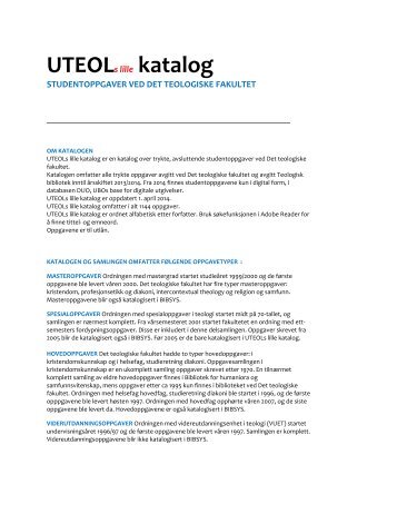 UTEOLs lille katalog STUDENTOPPGAVER VED DET ...