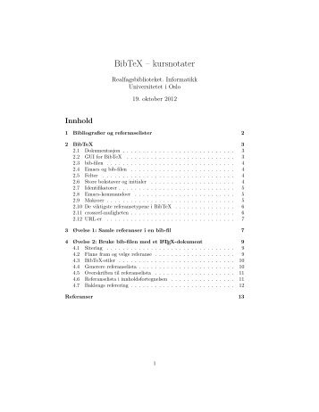 BibTeX â kursnotater - Universitetet i Oslo