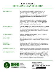 fact sheet revolving loan fund (rlf) - SEED Corp
