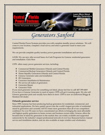 Generators Sanford