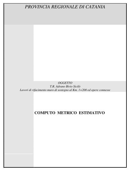Computo metrico estimativo - Provincia Regionale di Catania
