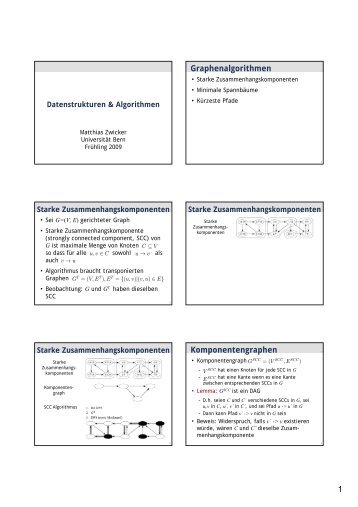 1 Graphenalgorithmen Komponentengraphen - UniversitÃ¤t Bern