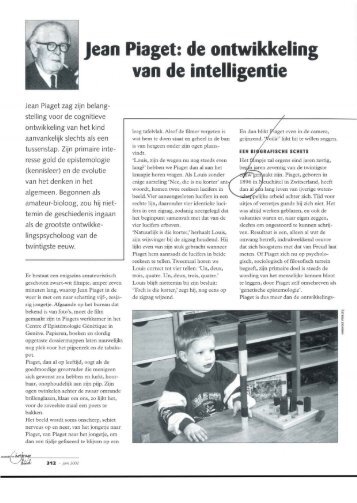 Jean Piaget: de ontwikkeling van de intelligentie - hjk