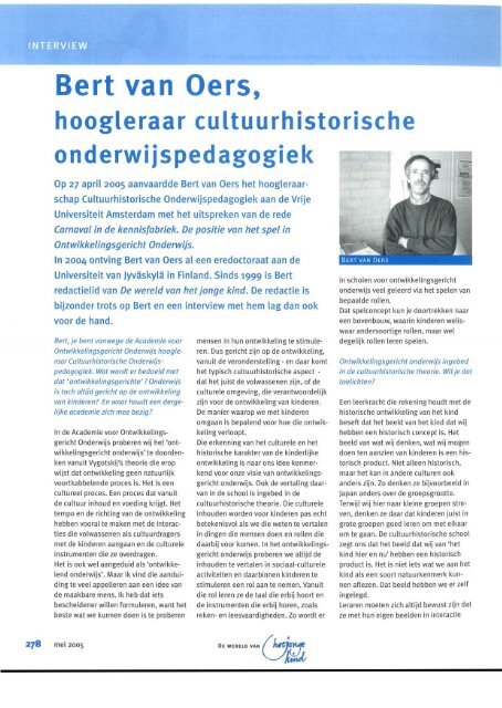 Bert van Oers, hoogleraar cultuurhistorische - hjk