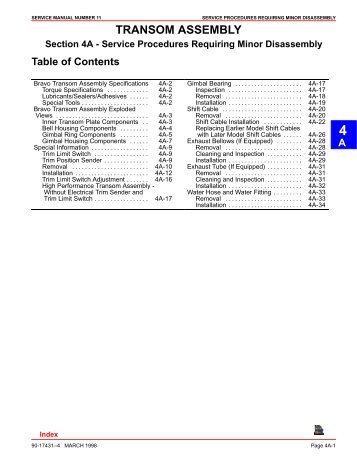 Bravo Transom Assembly Specifications