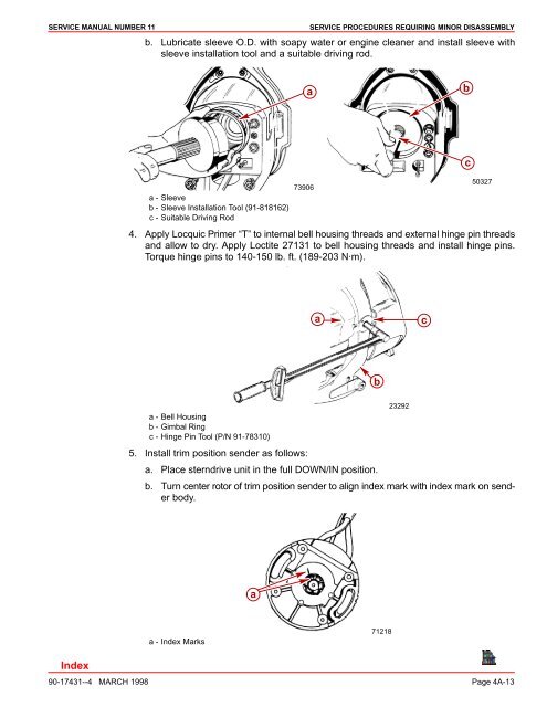 Bravo Transom Assembly Specifications