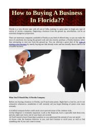 How to Buying A Business In Florida??