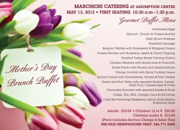 Mother's Day Brunch Buffet MARCHIORI CATERING AT ...