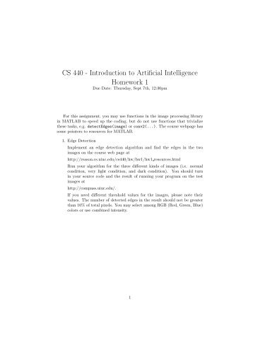 CS 440 - Introduction to Artificial Intelligence Homework 1