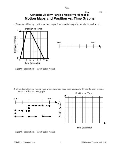 Drawing Speed Time Graphs Worksheet