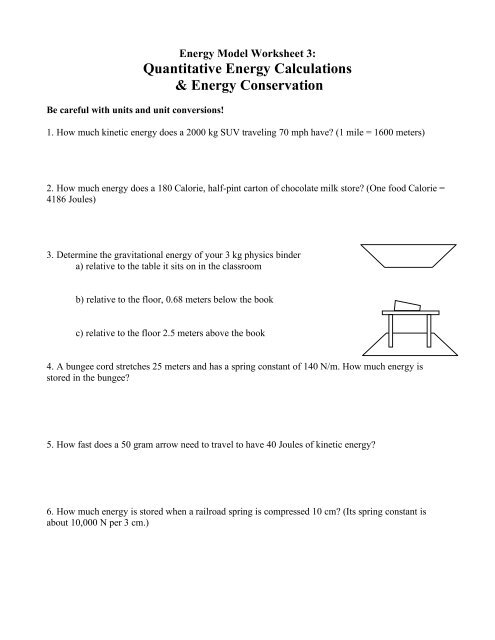 Energy Model Worksheet 3 - Modeling Physics