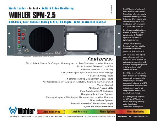 Data Sheet (PDF) - Wohler Technologies