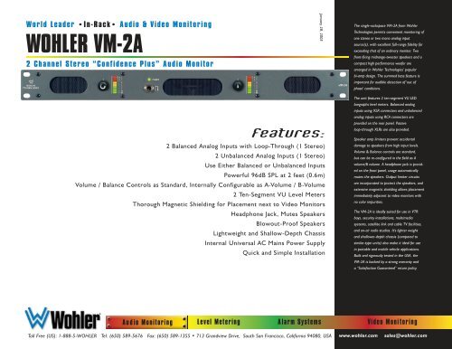 WOHLER TECHNOLOGIES VM-2A オートモニターパネル
