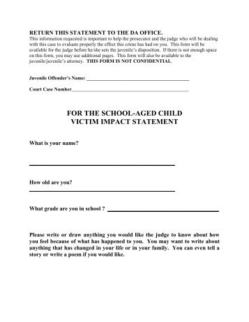 Victim Impact Statement - Minor Victim