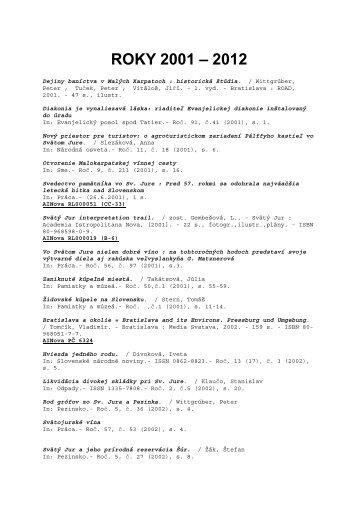 ROKY 2001 - 2012 - Academia Istropolitana Nova