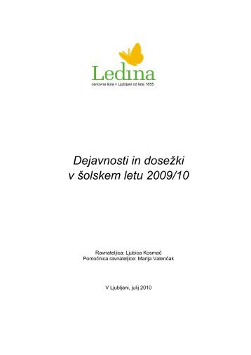 Dejavnosti in doseÅ¾ki v Å¡olskem letu 2009/10 - ledina