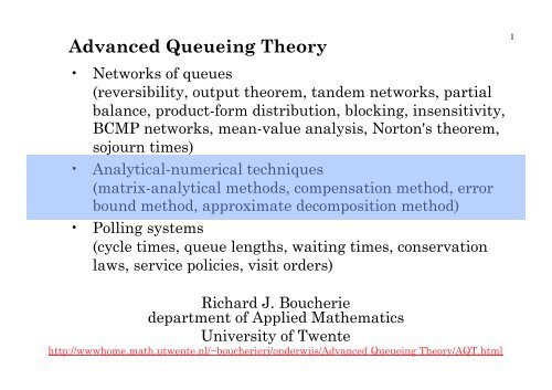 Advanced Queueing Theory - Department of Computer Science ...