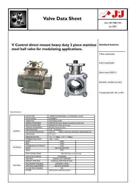 Valve Data Sheet - Actuated Ball Valve