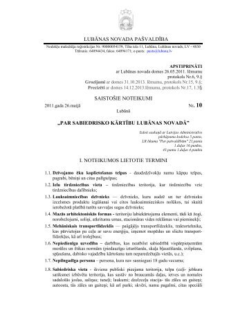 par sabiedrisko kārtību lubānas novadā - Lubānas novads