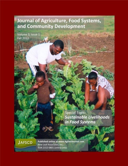 Journal of Agriculture, Food Systems, and Community Development