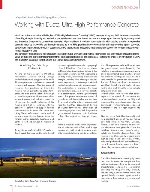 CPI - February 2011 - Working with DuctalÂ® UHPC