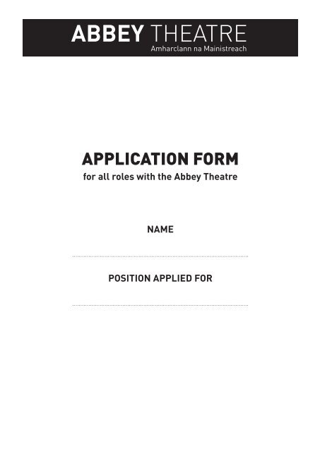 APPLICATION FORM - Abbey Theatre