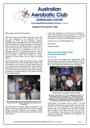 August 2008 Newsletter - Australian Aerobatic Club