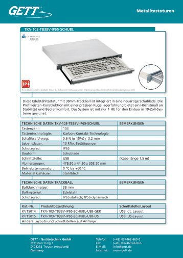 Metalltastaturen - GETT Gerätetechnik GmbH