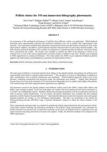 Pellicle choice for 193-nm immersion lithography photomasks