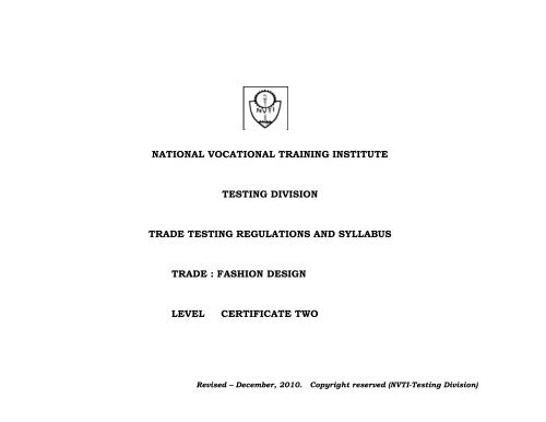 Fashion Design Certificate 2 Nvti