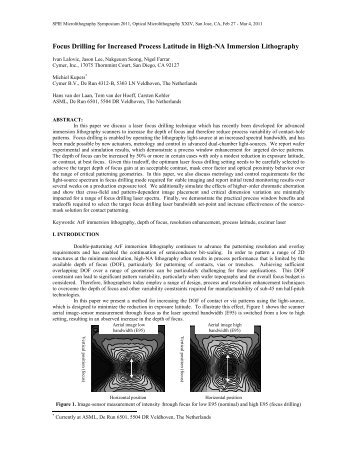 Focus Drilling for Increased Process Latitude in High-NA ... - Cymer