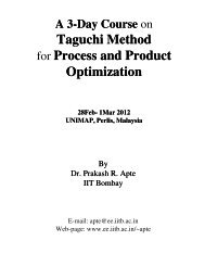 Taguchi Method for Process and Product Optimization