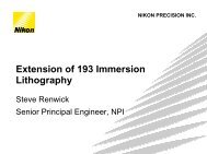 Extension of 193 Immersion Lithography - Sokudo