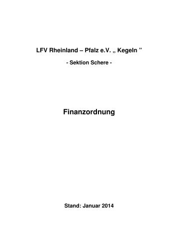 Finanzordnung - Landesfachverband Rheinland-Pfalz Kegeln