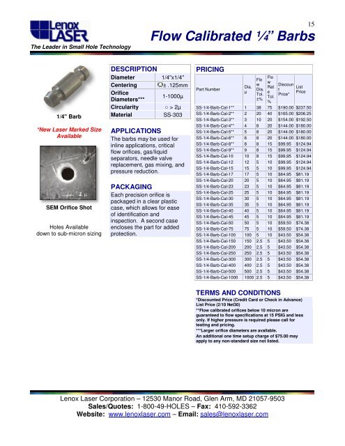 Flow Catalog 2007 - Lenox Laser