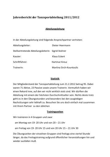 Jahresbericht der Tanzsportabteilung 2011/2012 - GSV Hemmingen