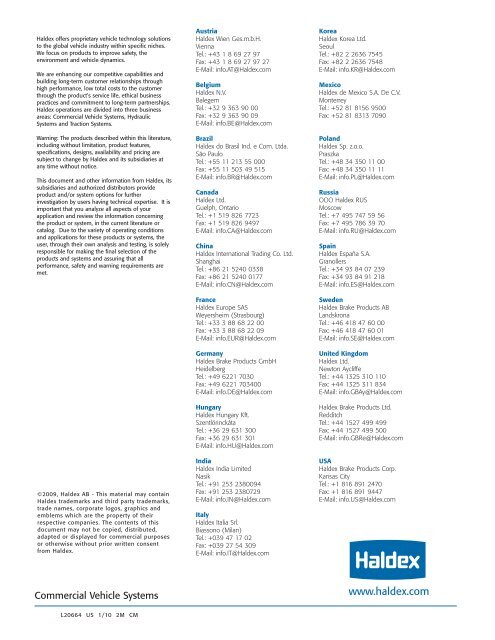 Suspension Products for Aftermarket Brochure - Haldex