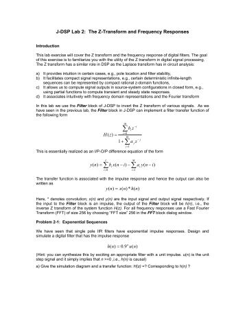 The Z-Transform and Frequency Responses - jdsp