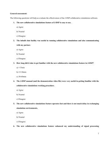 General Assessment Questionnaire - jdsp