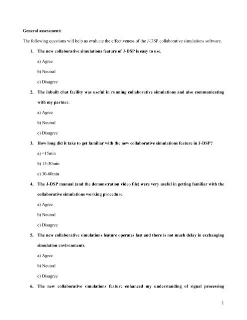 General Assessment Questionnaire - jdsp