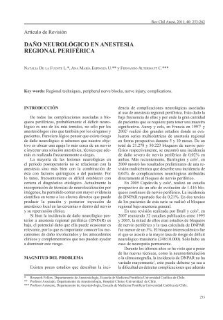 Daño Neurológico en Anestesia Regional Periférica - Sociedad de ...