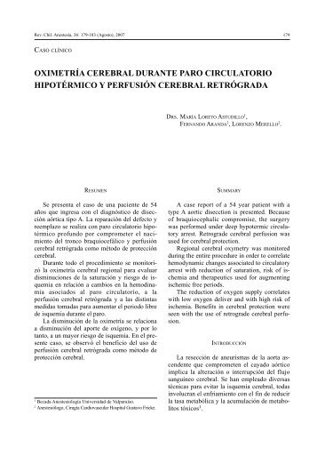 Oximetría Cerebral Durante Paro Circulatorio Hipotérmico y ...