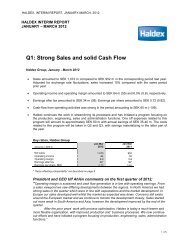 Q1: Strong Sales and solid Cash Flow - Haldex