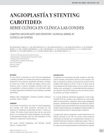 angioplastÃ­a y stenting carotideo - ClÃ­nica Las Condes