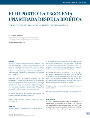 EL DEPORTE Y LA ERGOGENIA: UNA MIRADA DESDE LA BIOÃ©TICA