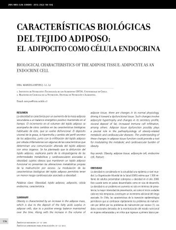 CARACTERÃ­STICAS BIOLÃ³GICAS DEL TEJIDO ADIPOSO: