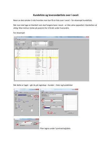 Kundeliste og leverandÃ¸rliste over i excel: - Visma
