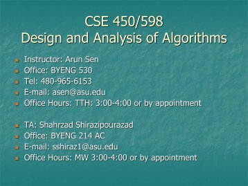 CSE 450/598 Design and Analysis of Algorithms