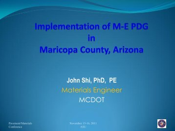 Implementation of M-E PDG in Maricopa County, Arizona