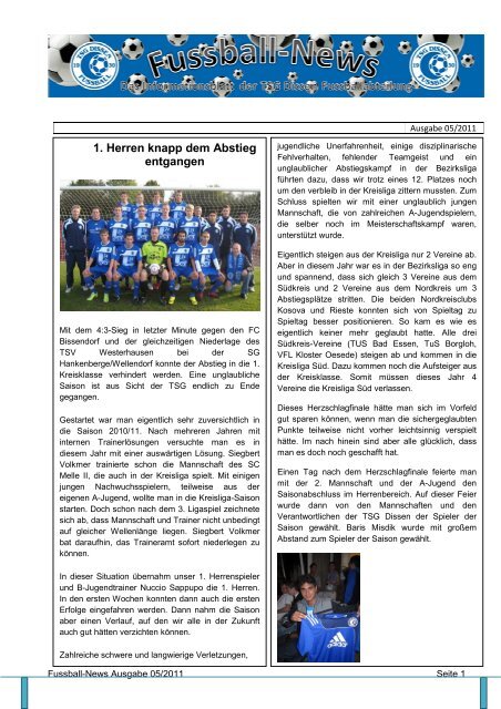 Ausgabe 5 - Fussballabteilung TSG Dissen